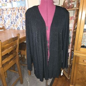 Chic Stretchy Black Sparkly Women's Cardigan. Size 18W. CCCP